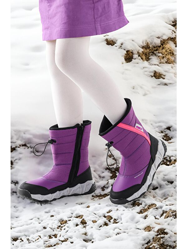 Molina Suya Dayanıklı Fermuarlı Kız/Erkek Çocuk Kar Bot Ayakkabı - Görsel 3