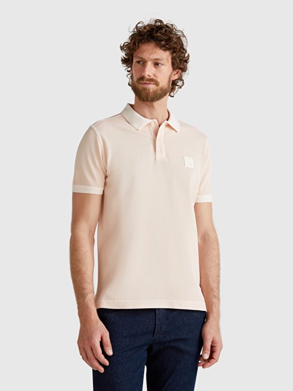 United Colors Of Benetton Erkek Pembe %100 Organik Pamuk Regular Fit Polo Tişört
