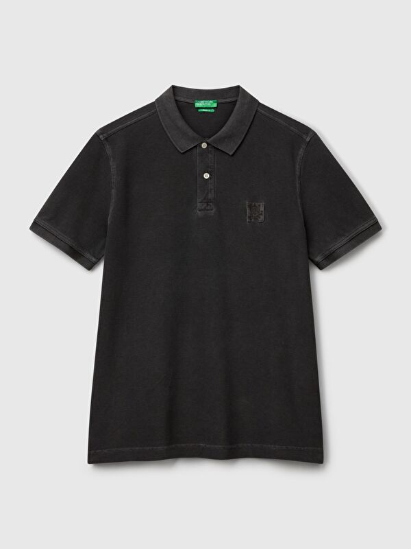 United Colors Of Benetton Erkek Siyah %100 Organik Pamuk Regular Fit Polo Tişört