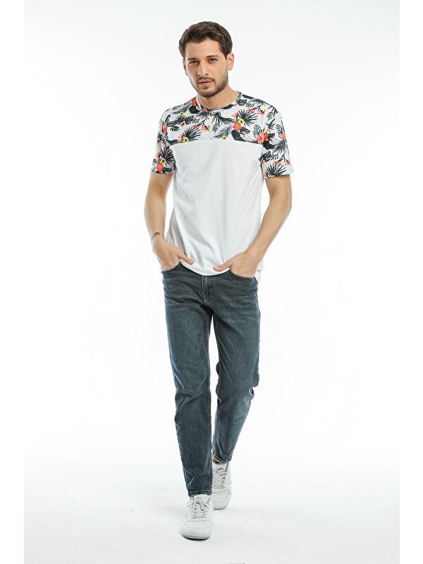 Süperlife Bisiklet Yaka Slim Fit Kol ve Ön Garnili Erkek Tişört SPR21Y06