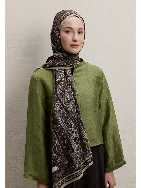Fresh Scarfs Zaıra Desen Şal Kahve