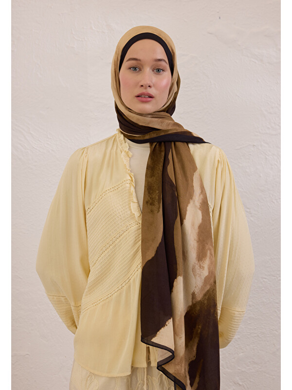 Fresh Scarfs Color Waves Desen Rami Şal Haki