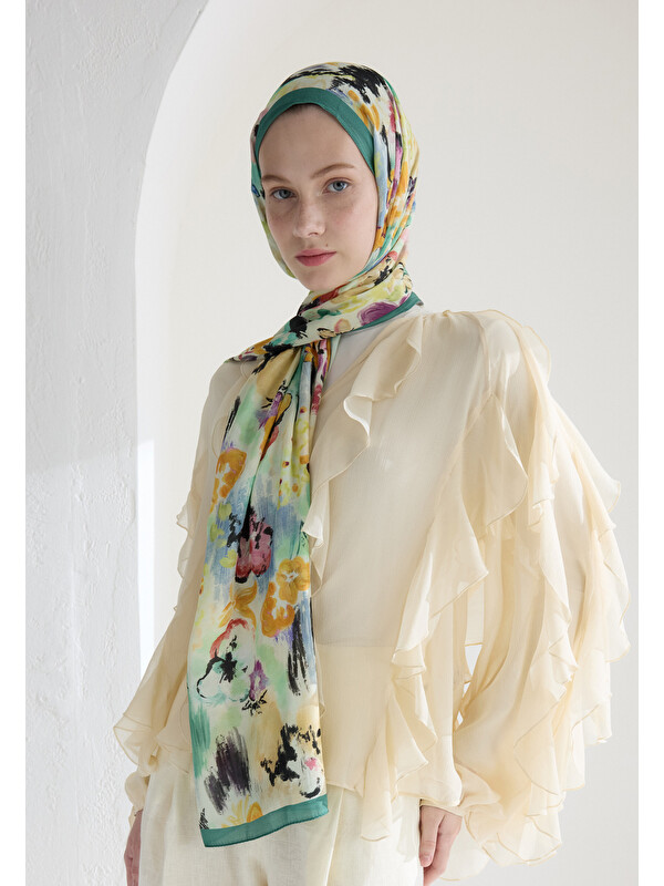 Fresh Scarfs Vinnie Floş Viskon Şal Soft Yeşil