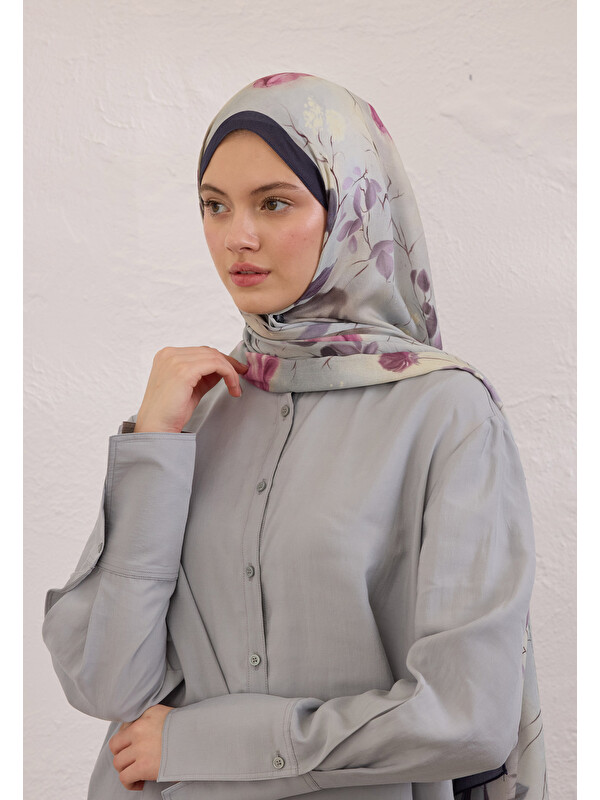 Fresh Scarfs Sweet Wıllıam Desen Rami Şal Soft Mavi