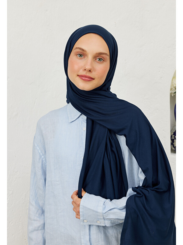 Fresh Scarfs Penye Şal Açık Lacivert
