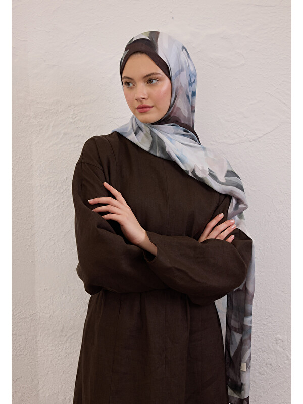 Fresh Scarfs Gardenia Desen Rami Şal Soft Mavi
