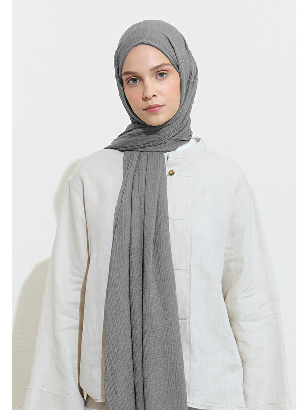 Fresh Scarfs Modal Krinkıl Şal Koyu Gri