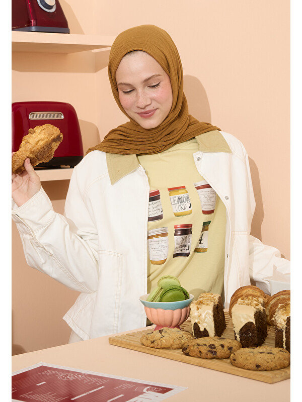 Fresh Scarfs Pamuklu Keten Şal Almond Croıssont