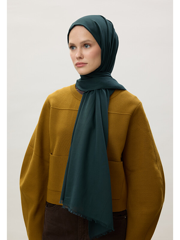 Fresh Scarfs İnce Pamuk Vual Şal Petrol