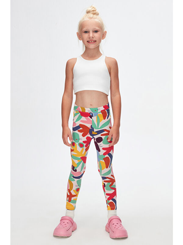 Lovetti Kız Çocuk Cutouts Foliage Desen Tayt