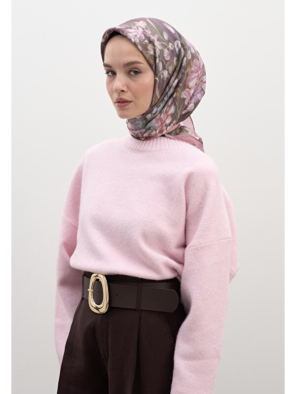 Fresh Scarfs Wısterıa Desen Pamuklu Viskon Eşarp Gülkurusu