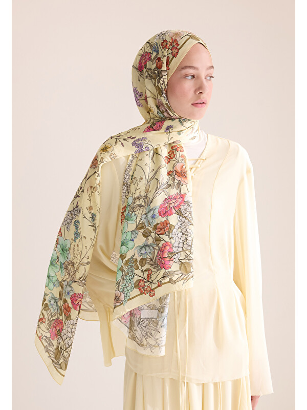 Fresh Scarfs Valentına Floş Viskon Şal Soft Sarı