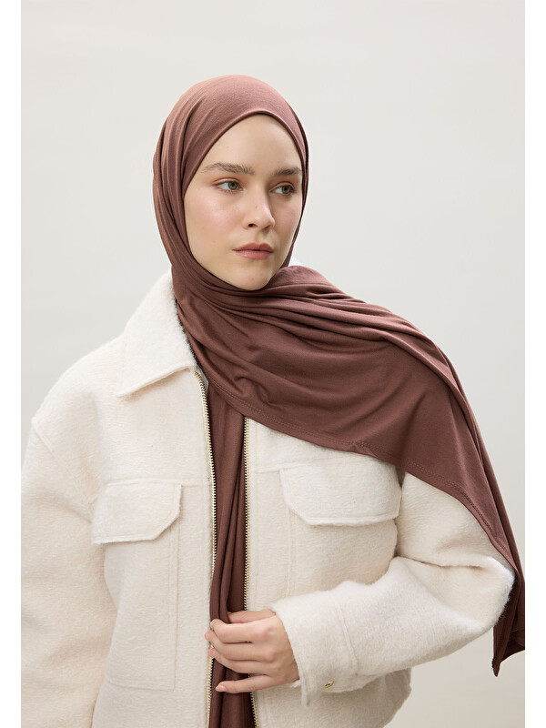 Fresh Scarfs Penye Şal Kızıl Kahve