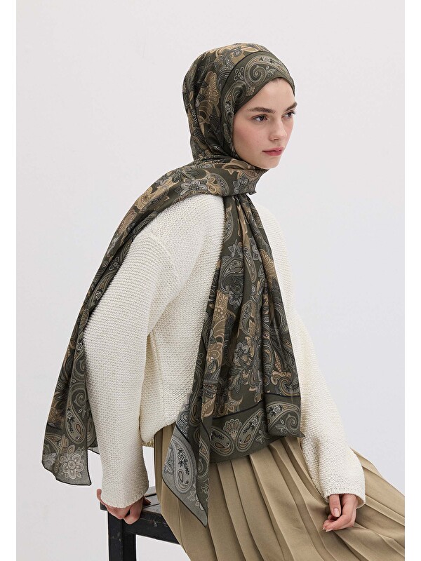 Fresh Scarfs Eva Desen Şal Askeri Haki