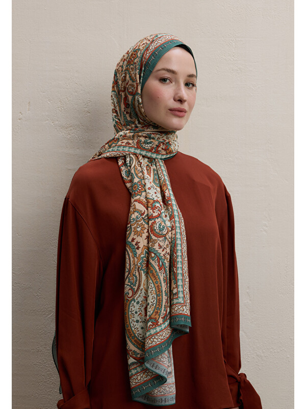 Fresh Scarfs Elegant Desen Şal Somon