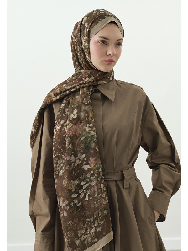 Fresh Scarfs Sütlü Kahve Dark Beauty Desenli Pamuk Viskon Şal