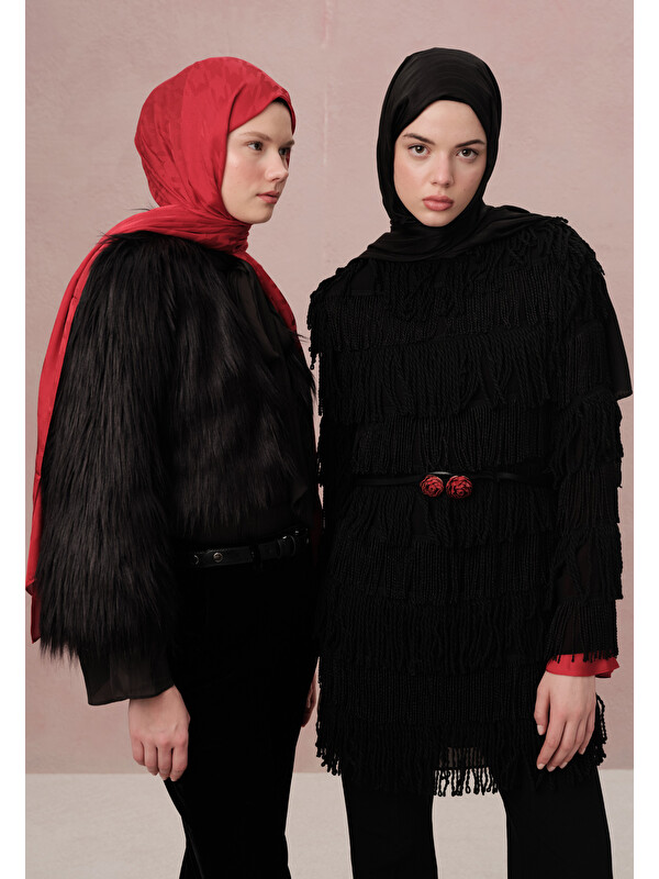 Fresh Scarfs Kazayağı Jakarlı Şal Kırmızı