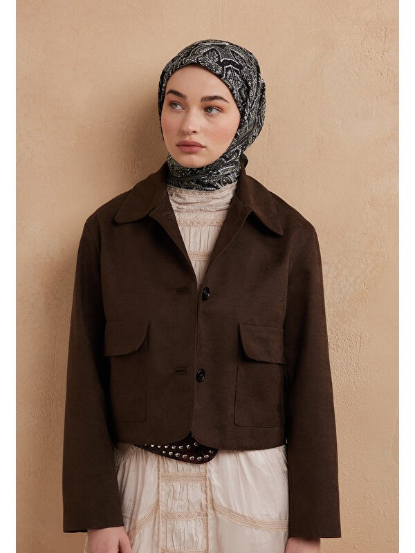 Fresh Scarfs Helene Desen Pamuk İpek Eşarp Orman Yeşili