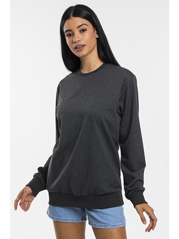 Süperlife Kadın Bisiklet Yaka Regular Kalıp İnce Pamuklu Sweatshirt SPR21K30
