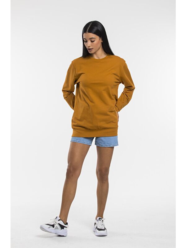 Süperlife Kadın Bisiklet Yaka Regular Kalıp İnce Pamuklu Sweatshirt SPR21K30