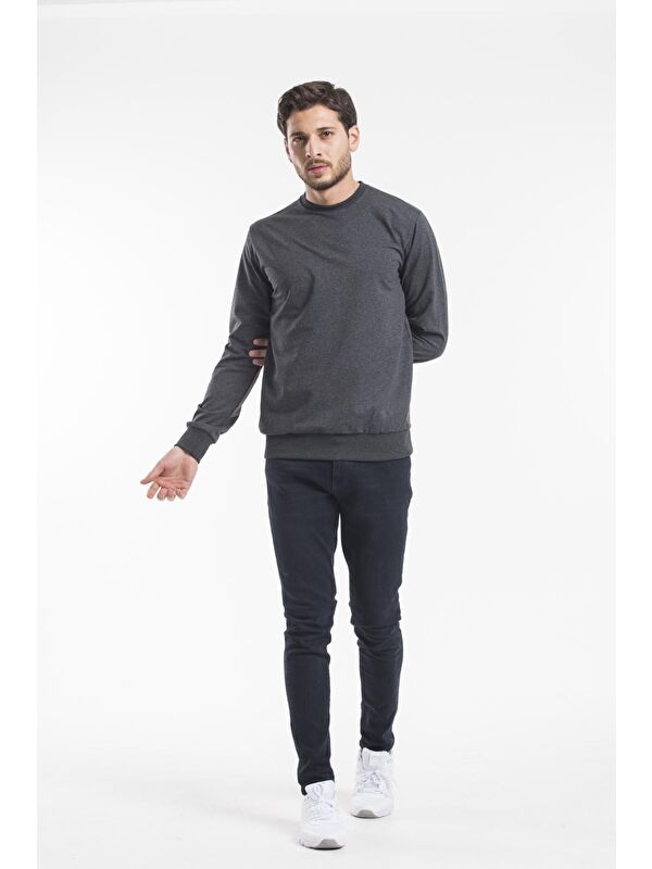 Süperlife Erkek Bisiklet Yaka Regular Fit İnce Büyük Beden Sweatshirt SPR 20K30