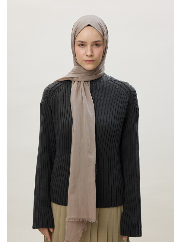 Fresh Scarfs İnce Pamuk Vual Şal Naturel Bej