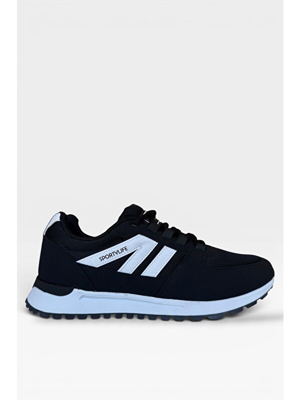 LİGER Erkek Ortopedik Airfile Günlük Yürüyüş Koşu Sneaker Spor Ayakkabı Sİyah