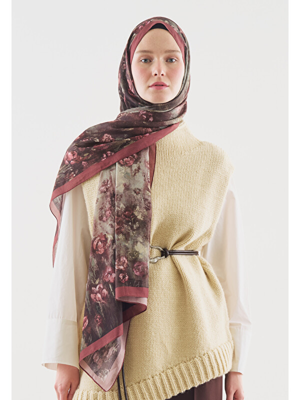 Fresh Scarfs Evelyne Desenli Pamuk Viskon Şal Gülkurusu
