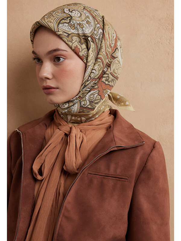 Fresh Scarfs Sıara Desen Pamuk İpek Eşarp Tereyağı
