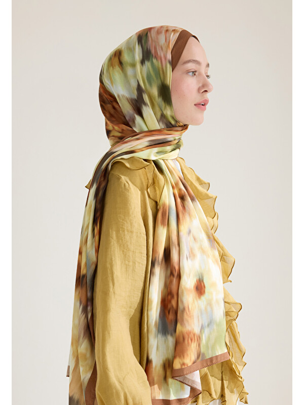 Fresh Scarfs Sweet Peony Floş Viskon Şal Tarçın