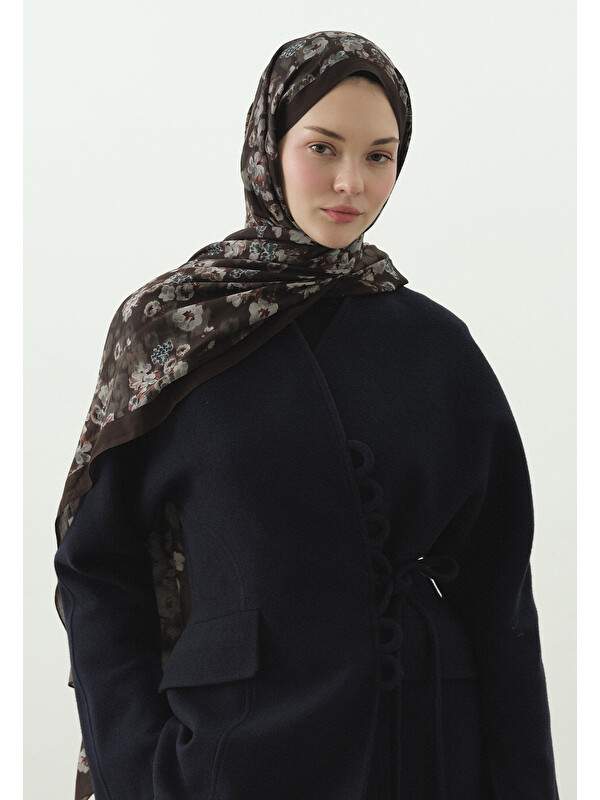 Fresh Scarfs Tozlu Kahve Secret Pearl Desenli Pamuk Viskon Şal