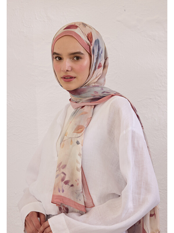 Fresh Scarfs Sweet Wıllıam Desen Rami Şal Soft Pembe