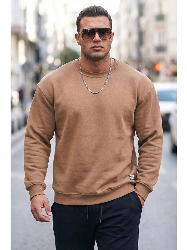 Buratti Regular Fit Bisiklet Yaka Pamuklu İçi Tüylü Yumuşak Şardonlu Erkek Sweat 5905255