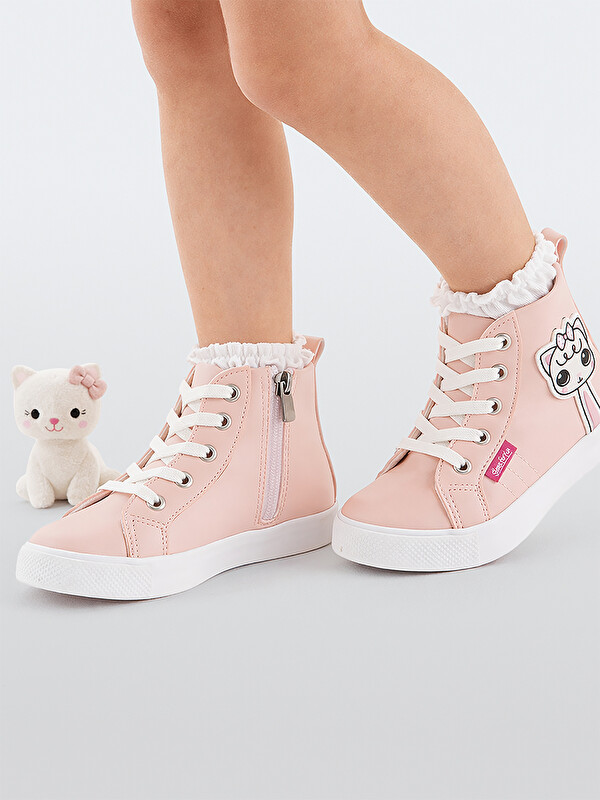 Denokids Kedicik Pembe Kız Sneakers Spor Ayakkabı