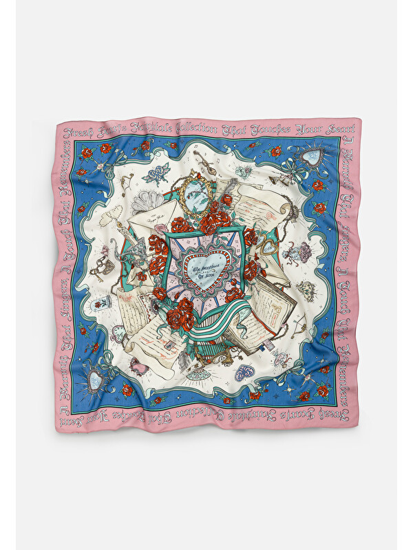 Fresh Scarfs Dreamy Pınk Beauty And The Beast Desen Floş Viskon Eşarp