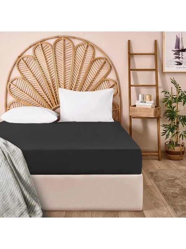 Evidea Soft Basic Tek Kişilik Düz Kenar Çarşaf - Antrasit - 160x240 cm