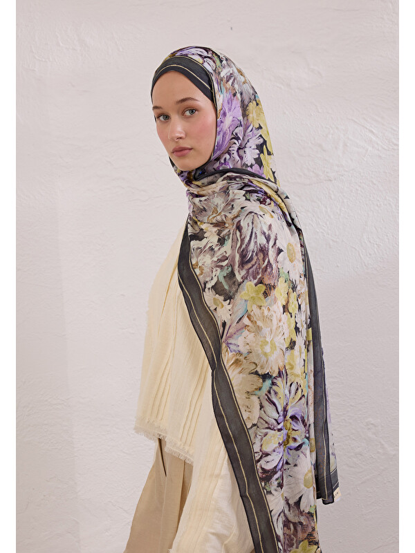 Fresh Scarfs Jasmıne Joy Desen Rami Şal Antrasit