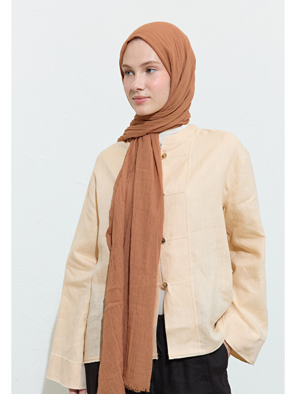Fresh Scarfs Pamuklu Keten Şal Peach Crumble