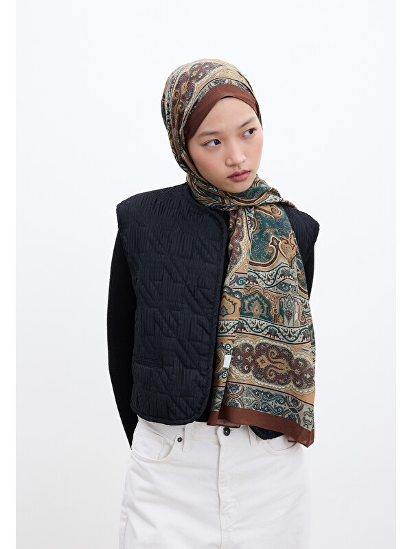 Fresh Scarfs Vera Desen Şal Koyu Kahve