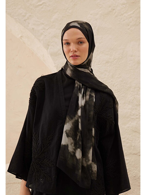 Fresh Scarfs Batik Desen Rami Şal Antrasit