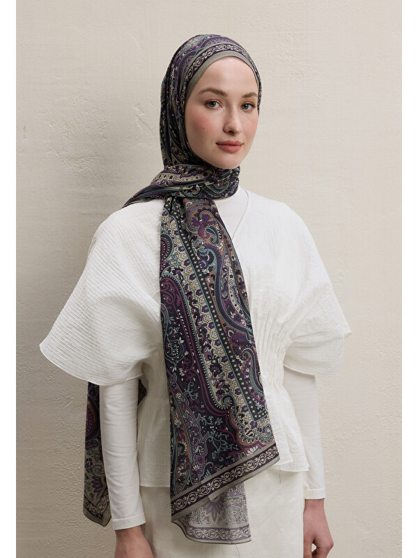 Fresh Scarfs Zaıra Desen Şal Lavanta