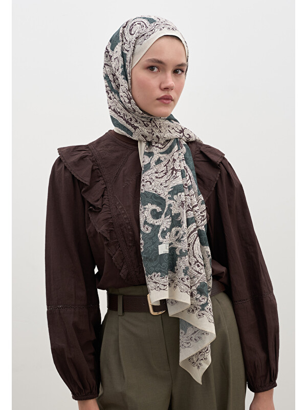 Fresh Scarfs Wıld Paısley Desen Şal Derin Yeşil