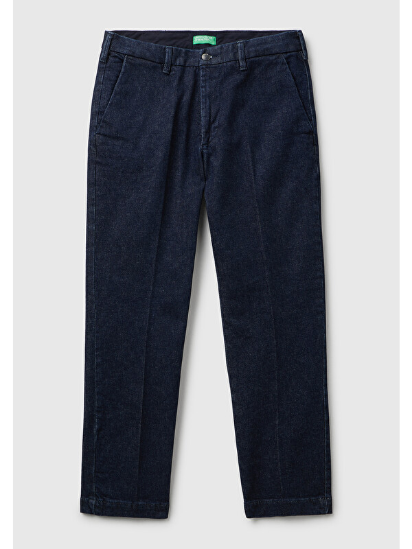 United Colors Of Benetton Erkek Mavi Slim Fit Denim Chino Jean Pantolon