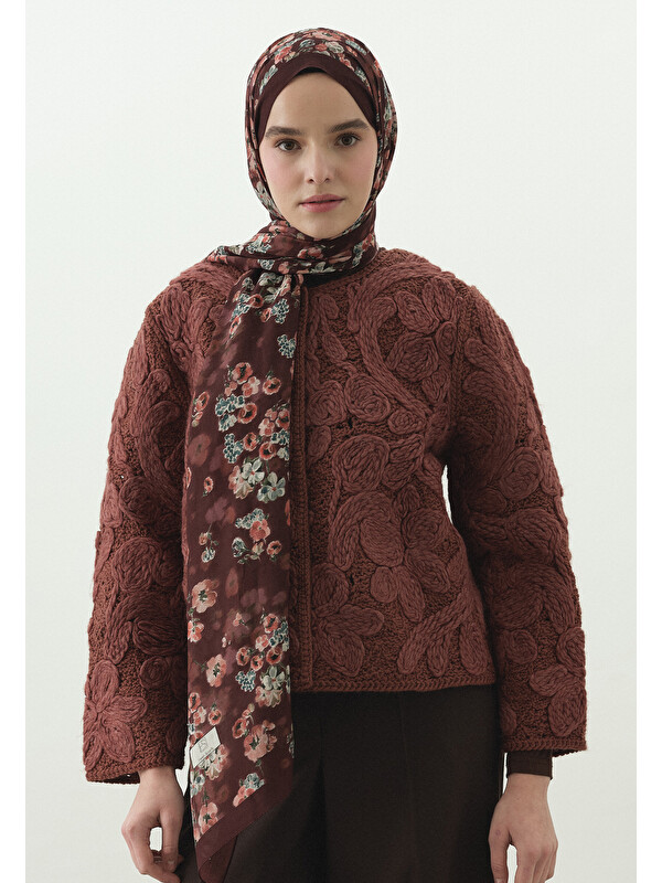 Fresh Scarfs Secret Pearl Desenli Pamuk Viskon Şal Bordo