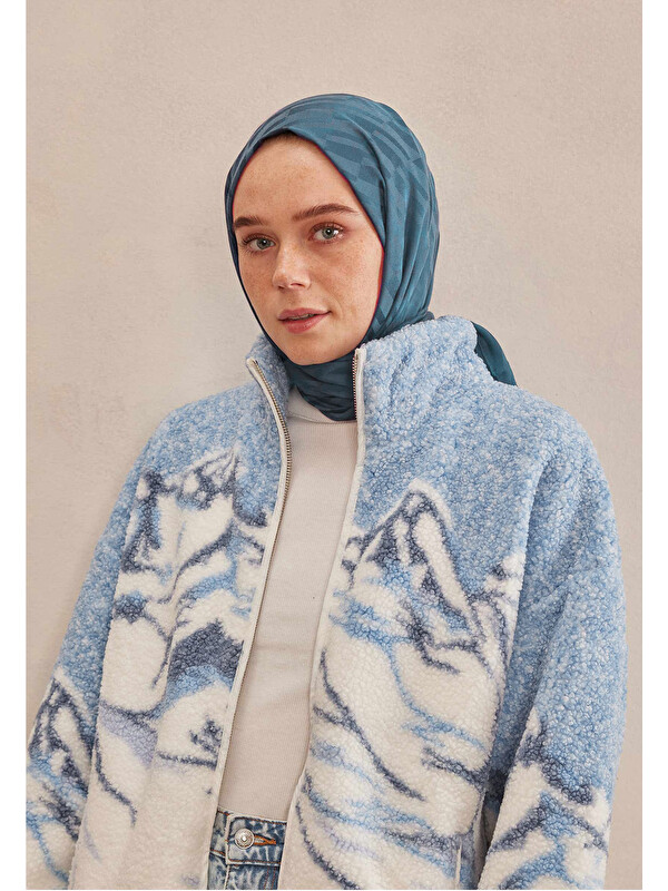 Fresh Scarfs Dublın Jakarlı Şal Koyu Mavi