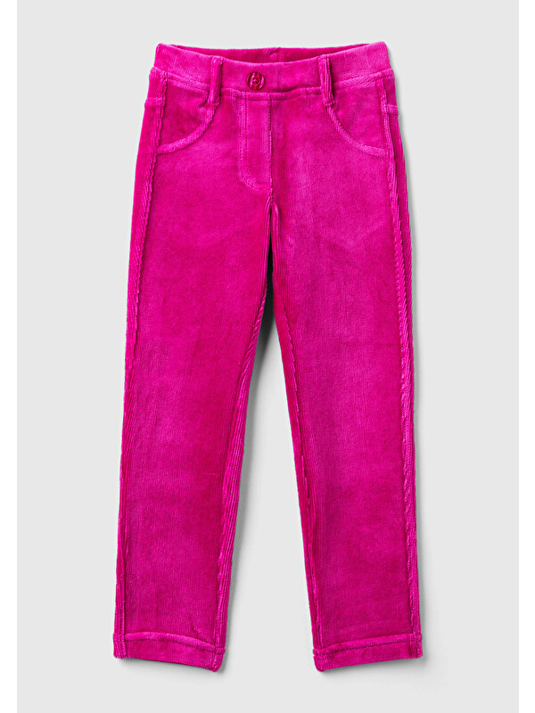 United Colors Of Benetton Kız Çocuk Pembe Fitilli Kadife Tayt