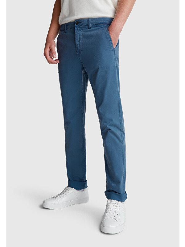 United Colors Of Benetton Erkek Havacı Mavi Slim Fit  Chino Pantolon