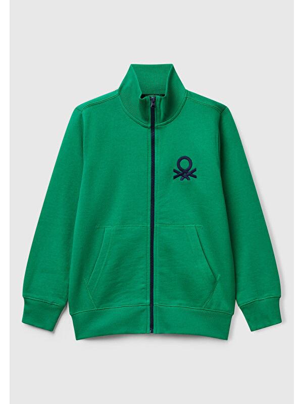 United Colors Of Benetton Erkek Çocuk Yeşil Logolu Sweatshirt