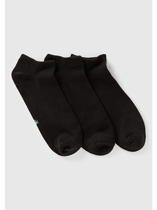 United Colors Of Benetton Unisex Siyah 3'lü Patik Çorap