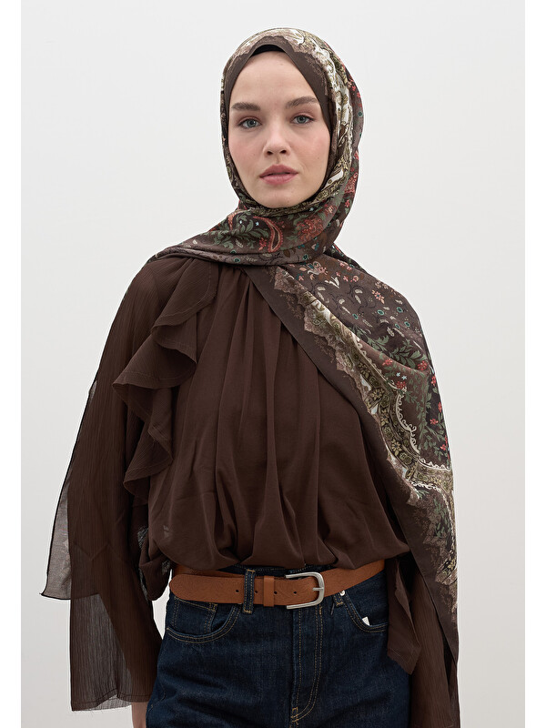 Fresh Scarfs Cerıse Desen Şal Acı Kahve
